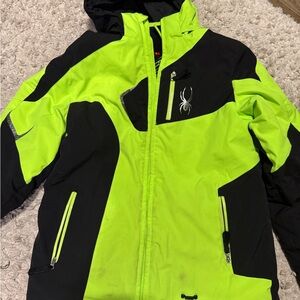 Spyder Kids' Neon Green and Black Puffer Jacket